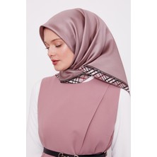 Pudra Ekose Kenar Twill Ipek Eşarp