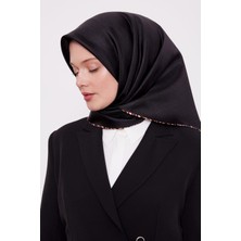 Füme Çizgili Twill Ipek Eşarp