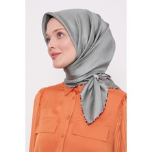 Yeşil Benekli Twill Ipek Eşarp