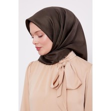 Haki Benekli Twill Ipek Eşarp