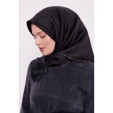 Antrasit Benekli Twill Ipek Eşarp