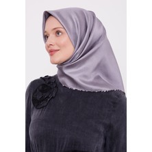 Füme Benekli Twill Ipek Eşarp