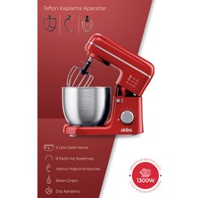 Sinbo SMX-2771 Stand Mikser | 1300W, 5l, Çok Fonksiyonlu Stand Mikser - Mutfak Şefi Kırmızı