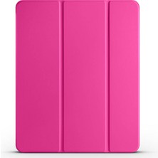 Techaks Apple iPad Air 13 2025 M3 Uyumlu Uyku Modlu Standlı Smart Cover Kalem Bölmeli Standlı 1-1 Kılıf - Pembe Koyu