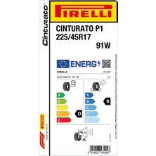 Pirelli 225/45 R17 91W Cinturato P1 Oto  Yaz Lastiği (Üretim Yılı:2025)