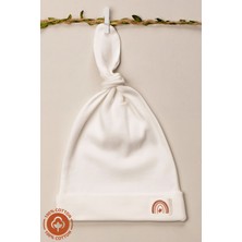 Unisex Bebek Arma Detaylı Bağlamalı Penye Organik Pamuklu Yenidoğan 3lü Bebek Bere Set