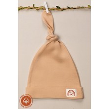 Unisex Bebek Arma Detaylı Bağlamalı Penye Organik Pamuklu Yenidoğan 3lü Bebek Bere Set