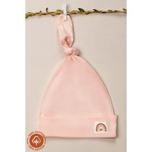 Unisex Bebek Arma Detaylı Bağlamalı Penye Organik Pamuklu Yenidoğan 3lü Bebek Bere Set