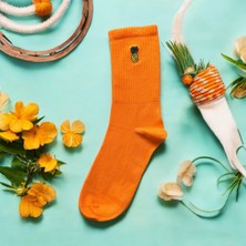 OMS Renkli Tasarım Meyve Ananas Nakışlı Socket Unisex Çorap