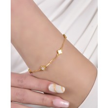 Çelik Kuyumculuk  2,50 (Gram) Beyaz Taşlı Bileklik Künye Unisex 14 Ayar Altın