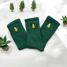 OMS Renkli Tasarım Meyve Avokado Nakışlı Socket Unisex Çorap