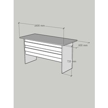 Myniture Home & Living Festival Ofis Masası - OFİS-1-4-1-160 x 60 Beyaz - Beyaz
