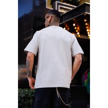 Bej Renk Yarım Kol Oversize Tişört