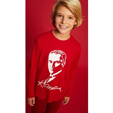 LC Waikiki Lcw Kids Kırmızı Bisiklet Yaka Atatürk Baskılı Erkek Çocuk Tişört