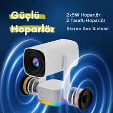 Tekno Drone Powerbanklı Android Taşınabilir Projeksiyon Wifi ve 4K Destekli Rgb LED Akıllı Sinema Projektör