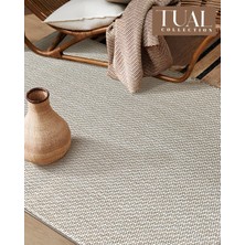 Woolen Halı Tual Koleksiyonu Modern Saçaklı Halı 8401 Bej