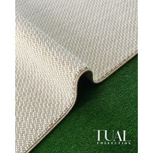 Woolen Halı Tual Koleksiyonu Modern Saçaklı Halı 8401 Bej