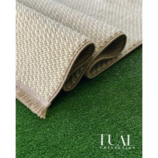 Woolen Halı Tual Koleksiyonu Modern Saçaklı Halı 8401 Bej