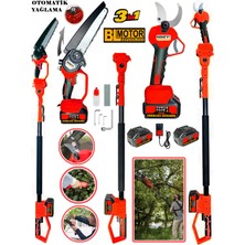 Eisenn Germany Red 3 LÜ Set BL Motor Bağ Makası + Zincirli Yağlamalı Budama Testeresi + Teleskopik Uzatma