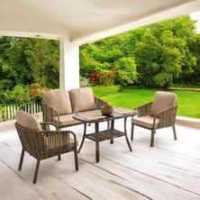 Rehome Capri Swing Artemis Ikili Rattan Balkon Bahçe Takımı | Açık Kahve