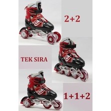 Ayarlabilir 2+2 Işıklı Metal Alıştırma Pateni Çanta Hediyeli