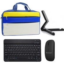 Microcase Lenovo Yoga Tab Plus 12.7 Inch ile Uyumlu Tablet Çanta+Bluetooth Klavye+Mouse+Tablet Standı SIYAH-AL4840