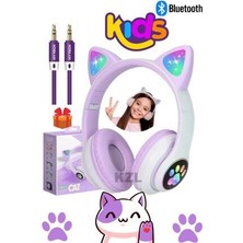 A+ Bass Kedili Kulaklık Bt Fm Radyo Sd Kart Aux Giriş Rgb Işıklı Kedili Kablosuz Kulaklık Aux Hediye