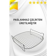 Airfryer Izgara Teli ve Çubuğu Fritöz Izgarası Xxl Airfreyer Izgarası Paslanmaz Çelik 21 x 21 cm