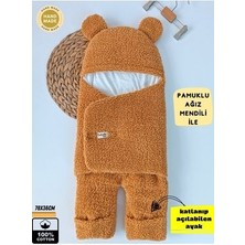 S.kahve Kız Erkek Bebek Dış Kundak Battaniyesi Welsoft Peluş Ayaklı Uyku Tulumu 0-12 Ay Ekstra Uzun