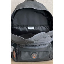Nemo Bags Gri Orta Boy Okul Çantası Laptop ve Seyahat Sırt Çantası Su Geçirmez Ayıcık Anahtarlık Hediyeli