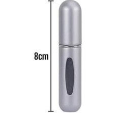 Doldurulabilir Gri Metalik Mini Parfüm Şişesi 5 ml Çanta Içi Seyahat Cep Boy Yedek Parfüm Şişesi