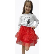 Kübra Tekstil Unisex Çocuk 23 Nisan Çocuk Bayramı Atatürk Baskılı Uzun Kollu Beyaz Tişört