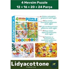 Premium Zeka Geliştirici Eğitici Öğretirken Eğlendiren Çocuk 12 +16 + 20 + 24 Parça Puzzle: 4 Mevsim