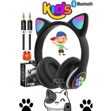 A+ Bass Kedili Kulaklık Bt Fm Radyo Sd Kart Aux Giriş Rgb Işıklı Kedili Kablosuz Kulaklık Aux Hediye