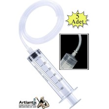 Artlantis Plastik Şırınga Hortumlu Büyük 60 ml 5 Paket Sıvı Emme Enjektörü Okul Deney Evcil Hayvan Besleme
