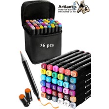 Artlantis 36 Adet Çift Taraflı Marker Kalem Çantalı 1 Paket 36 Renk Touch Markör Çift Uçlu Keçeli Kalem Sanat Tasarım Hobi