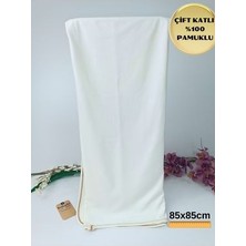 Bebella Ekru Renkli Kız Erkek Bebek Battaniyesi %100 Pamuklu Düz Desenli Çift Katlı 85X85 cm