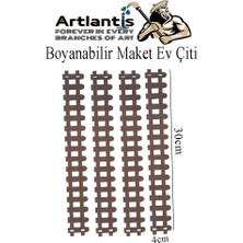 Artlantis Boyanabilir Ahşap Maket Çit 4 Adet 30X4 cm Dekoratif Minyatür Bahçe Çiti Proje Tasarım Okul Hobi