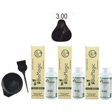 Organik Saç Boyası 3.00 Koyu Kahve 60 ml X3 Adet+Oksidan 90ML+BOYAMA Seti