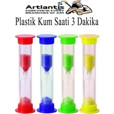 Artlantis Renkli Kum Saati 4 Adet Mini Küçük Kum Saat 3 Dakika 8 cm Kum Zamanlayıcısı Dekoratif Masaüstü Plastik Çocuklar Için