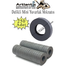 Artlantis Yuvarlak Delikli Mıknatıs Mini 250 Adet 15X3 mm Mini Mıknatıs Seramik Kömür Mıknatıs Nişan Düğün Sünnet Çok Amaçlı Süsleme Mıknatıs