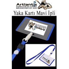 Artlantis Mavi Ipli Yaka Kartı 10 Adet Ayarlanabilir Boyuna Asma Kimlik Koruyuculu Pvc Mavi Yaka Kartlığı Seyehat Ofis Okul Büro