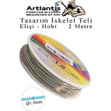 Artlantis Renkli Tel Tasarım Iskelet Teli 1.0mm 2 Metre 1 Adet Elişi Hobi El Sanatı Kararmaz Tel Makara Okul Deney Okul Sınıf