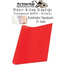Artlantis Hazır Kitap Kaplığı Şeffaf Buzlu Kırmızı 10 Adet 1 Paket Cırtlı Ayarlanabilir Kendinde Yapışkanlı Kaplık Okul Sınıf