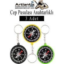 Artlantis Pusula Anahtarlık Renkli 3 Adet Küçük Pusula Okul Deney Gezi Cep Pusulası Manyetik Pusula Plastik Öğrenci