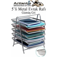 Artlantis Evrak Rafı Metal 5 Li 1 Paket Masa Üstü A4 Dosya Düzenleyici Kağıt Tepsisi Metal Fileli Beş Katlı Hareketli Perfore