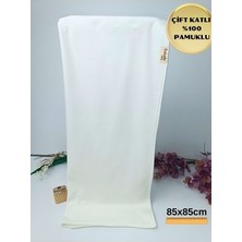 Bebella Ekru Kız Erkek Bebek Battaniyesi %100 Pamuklu Çift Katlı Düz Desenli Çok Amaçlı Örtü 85X85