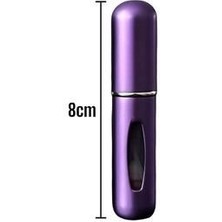 Doldurulabilir Mor Metalik Mini Parfüm Şişesi 5 ml Çanta Içi Seyahat Cep Boy Yedek Parfüm Şişesi