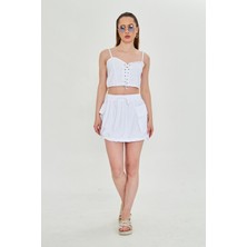 Kutaf Günlük Yazlık Crop Top ve Şort Etek Takımı - Rahat & Şık