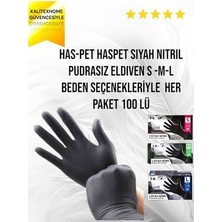 Siyah Nitril Pudrasız Eldiven L Beden 100 Lü